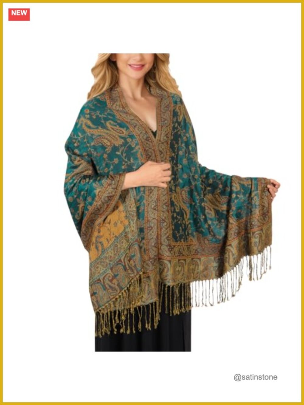 Women's Pashmina Shawl & Wrap Scarf Soft Silky Reversible Paisley